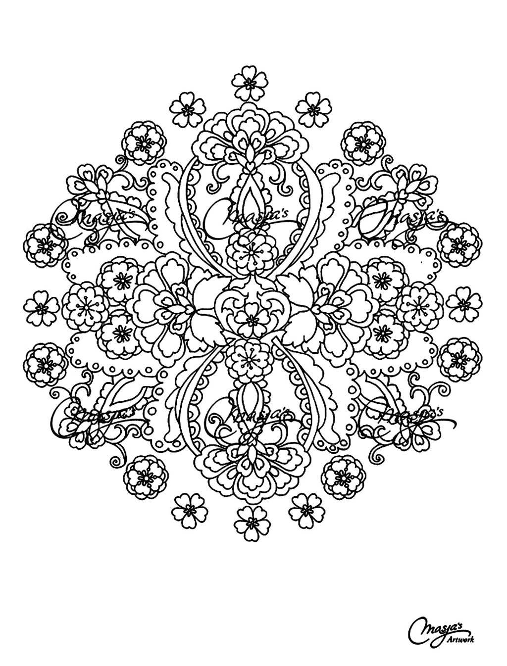 Coloriage Mandala floral adulte relaxant - Mandala à imprimer